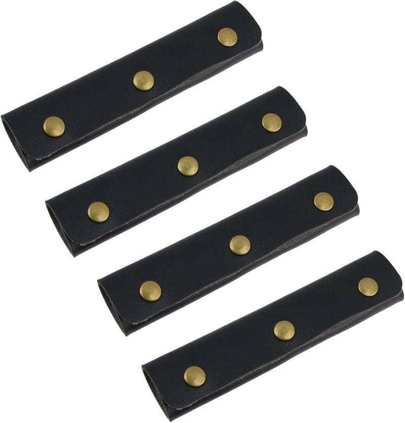 Mcredy Luggage Handle Wrap 4 Pcs Black Soft Handbag Handle Leather Wrap Cover with Metal Clasp for Purse Tote Bag Suitcase - Image 1